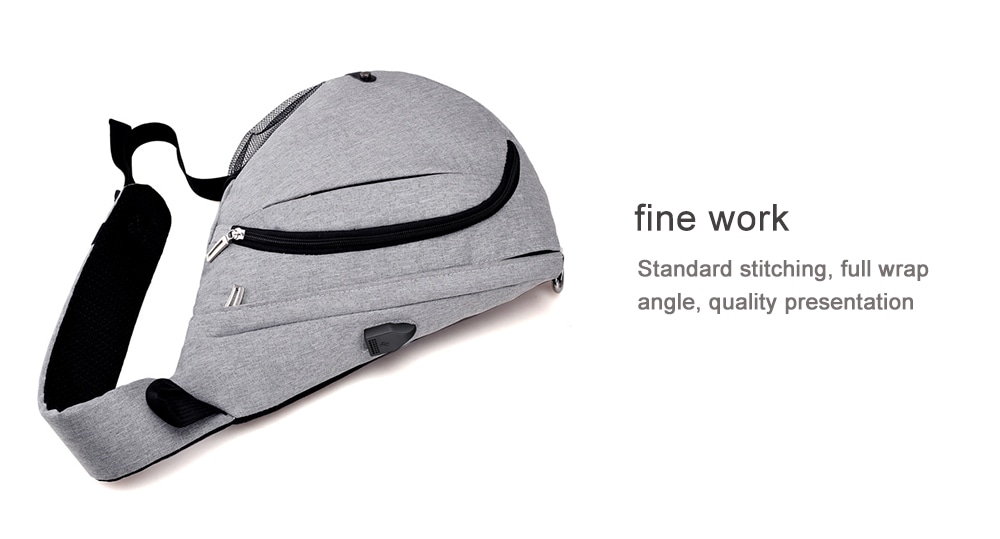 HUWAIJIANFENG Waterproof Men Canvas Chest Bag with USB Charging Port- Gray Goose HUWAIJIANFENG Waterproof Men Canvas Chest Bag with USB Charging Port- Gray Goose
