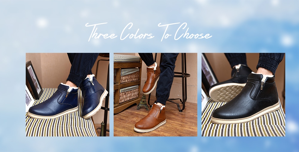 Male Plus Velvet Warm Winter Boots Casual Simple Stylish Shoes Zipper- Brown EU 41 Male Plus Velvet Warm Winter Boots Casual Simple Stylish Shoes Zipper- Brown EU 41